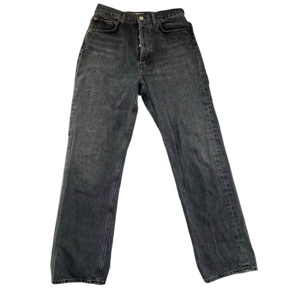 Agolde 90's Button Fly Mid Rise Relaxed Fit Denim Jeans in Photogram Black Sz 27 - Picture 1 of 7